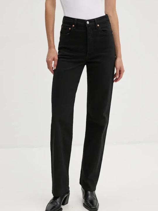 Zdjęcie produktu Levi's jeansy straight damskie RIBCAGE FULL LENGTH czarny