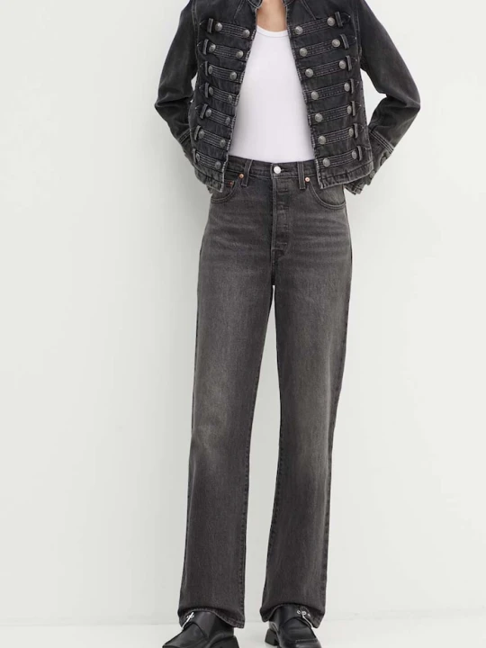 Zdjęcie produktu Levi's jeansy straight damskie RIBCAGE FULL LENGTH szary