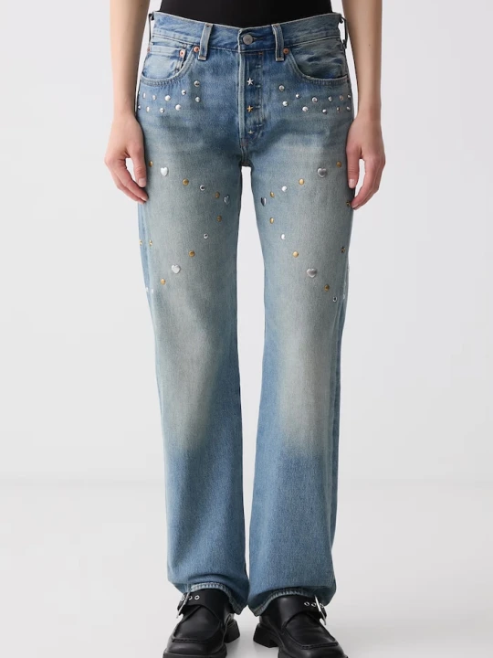Zdjęcie produktu Levi's jeansy straight damskie ROAD WORN 501 x PRIDE niebieski