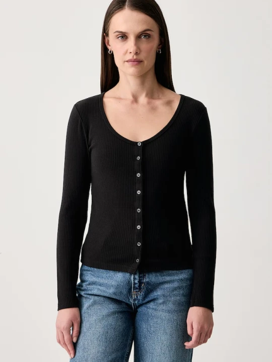 Zdjęcie produktu Levi's kardigan damski bawełniany z elastanem AUSTEN BUTTON THROUGH LS czarny