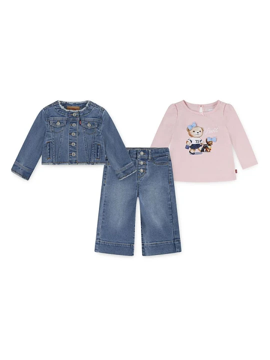 Zdjęcie produktu Levi's Kids 3-częściowy zestaw w kolorze niebiesko-jasnoróżowym rozmiar: 80