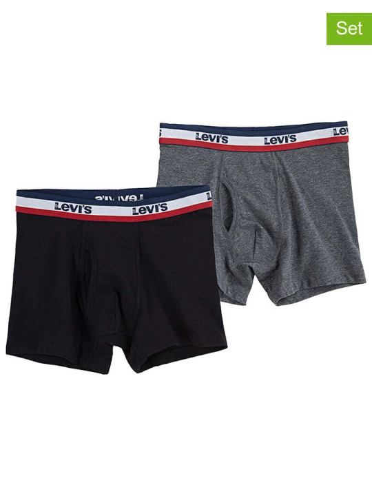 Zdjęcie produktu Levi's Kids Bokserki (2 pary) w kolorze szarym i czarnym rozmiar: 128-140