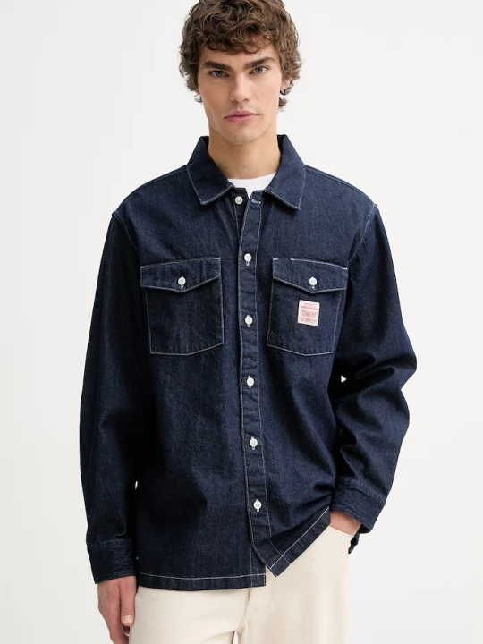 Zdjęcie produktu Levi's koszula bawełniana jeansowa LS WORKER - WW x WORKWEAR granatowy