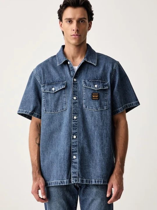 Zdjęcie produktu Levi's koszula męska bawełniana SS WORKER - WW x WORKWEAR niebieski