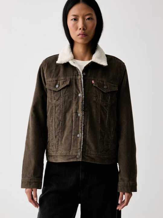 Zdjęcie produktu Levi's krótka kurtka damska sztruksowa ORIGINAL SHERPA zielony