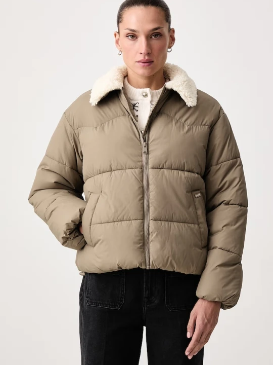 Zdjęcie produktu Levi's kurtka pikowana damska PALMER PUFFER SHERPA brązowy