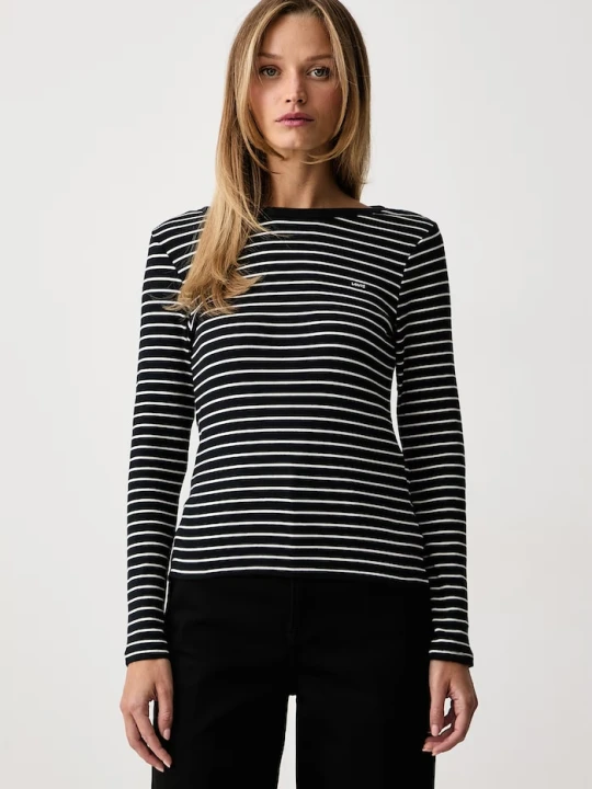 Zdjęcie produktu Levi's longsleeve damski bawełniany z elastanem HAYES LS czarny