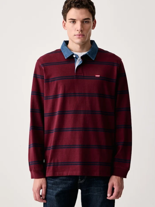 Zdjęcie produktu Levi's longsleeve męski bawełniany CLASSIC LS RUGBY bordowy