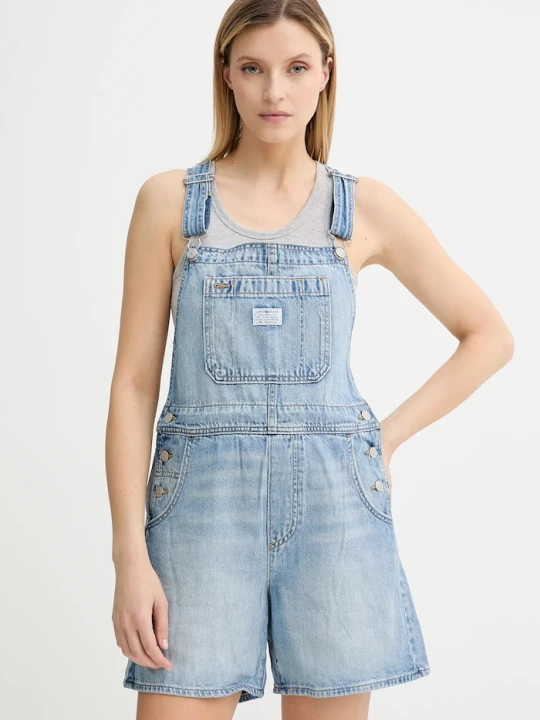 Zdjęcie produktu Levi's ogrodniczki jeansowe UTILITY SHORTALL niebieski