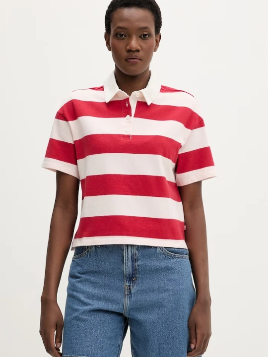 Zdjęcie produktu Levi's polo damskie bawełniane ARIES RUBGY czerwony