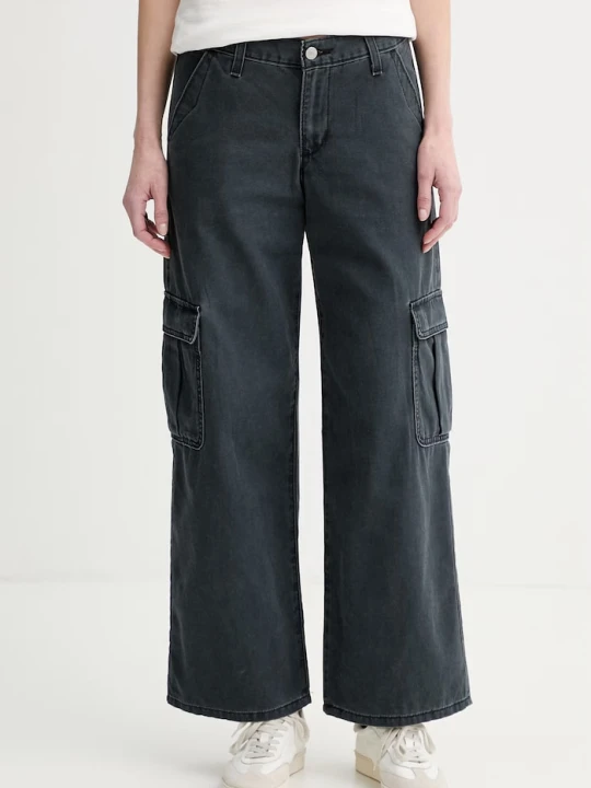 Zdjęcie produktu Levi's spodnie damskie bawełniane SUPERLOW LOOSE CARGO ND czarny