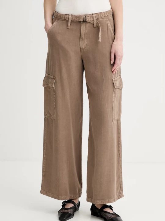 Zdjęcie produktu Levi's spodnie damskie z lyocellem BAGGY DAD CARGO brązowy
