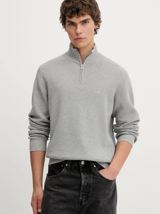Zdjęcie produktu Levi's sweter bawełniany LIGHTWEIGHT HM QUARTER ZIP szary