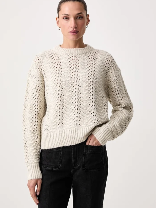 Zdjęcie produktu Levi's sweter damski z dodatkiem wełny CHARLOTTE POINTELLE CREWNECK beżowy