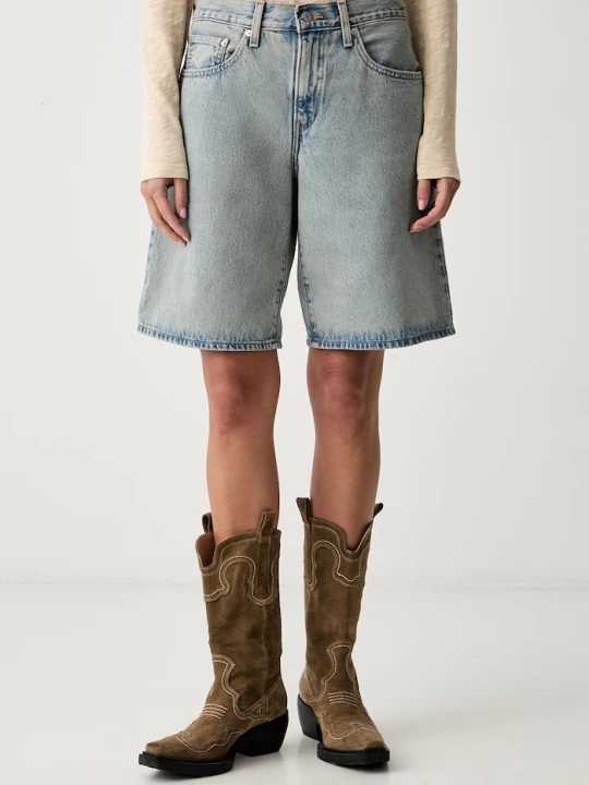 Zdjęcie produktu Levi's szorty damskie bawełniane SQUARE PEG niebieski