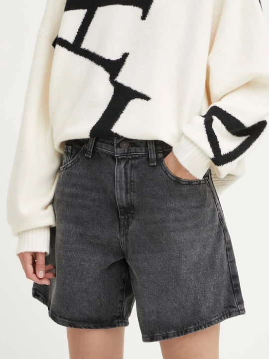 Zdjęcie produktu Levi's szorty damskie jeansowe HIGH BAGGY SHORT czarny