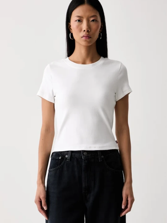 Zdjęcie produktu Levi's T-shirt damski bawełniany z elastanem ESSENTIAL BABY biały
