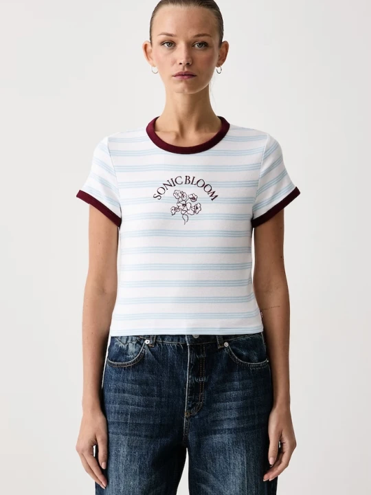 Zdjęcie produktu Levi's T-shirt damski bawełniany z elastanem GR ESSENTIAL BABY RINGER niebieski