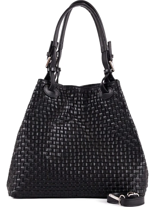 Zdjęcie produktu Lia Biassoni Skórzana torebka "Basentello" w kolorze czarnym - 34 x 29 x 21 cm rozmiar: onesize