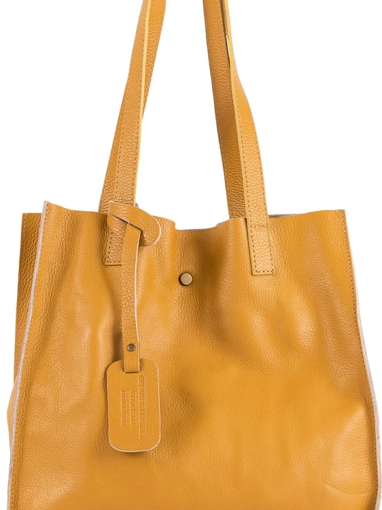 Zdjęcie produktu Lia Biassoni Skórzana torebka "Busento" w kolorze żółtym - 34 x 28 x 12 cm rozmiar: onesize