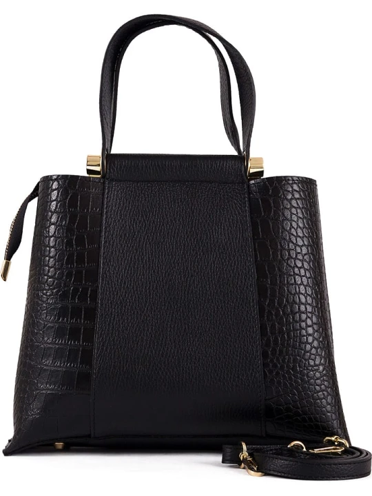 Zdjęcie produktu Lia Biassoni Skórzana torebka "Lato" w kolorze czarnym - 25 x 25 x 12 cm rozmiar: onesize