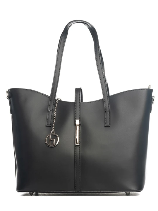 Zdjęcie produktu Lia Biassoni Skórzana torebka "Parma" w kolorze czarnym - 40 x 27 x 14 cm rozmiar: onesize