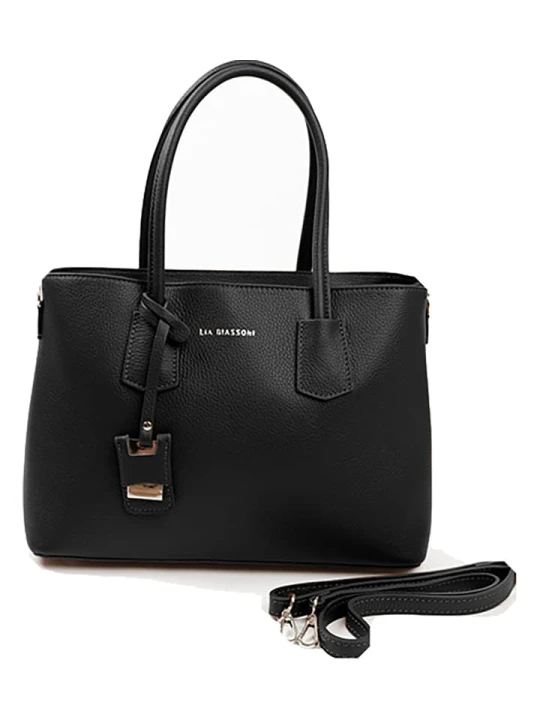 Zdjęcie produktu Lia Biassoni Skórzana torebka w kolorze czarnym - 38 x 24 x 15 cm rozmiar: onesize