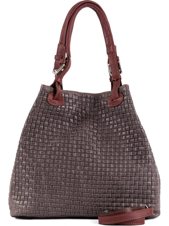 Zdjęcie produktu Lia Biassoni Skórzana torebka w kolorze szarym - 34 x 29 x 21 cm rozmiar: onesize