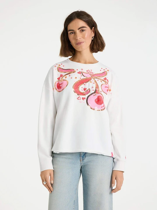 Zdjęcie produktu LIEBLINGSSTÜCK Bluza "Glam" w kolorze biało-jasnoróżowym rozmiar: XXL