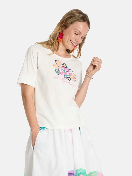 Zdjęcie produktu LIEBLINGSSTÜCK Koszulka "Diane" w kolorze białym ze wzorem rozmiar: 3XL