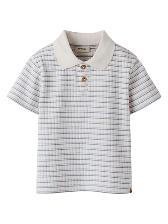 Zdjęcie produktu Lil Atelier Koszulka polo "Haldur" w kolorze niebiesko-białym rozmiar: 104 Lil' Atelier