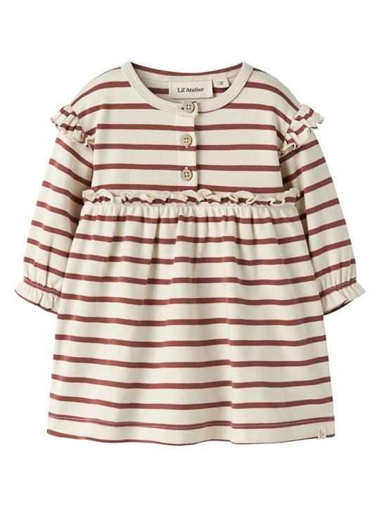 Zdjęcie produktu Lil Atelier Sukienka-body "Limia" w kolorze kremowo-brązowym rozmiar: 80 Lil' Atelier
