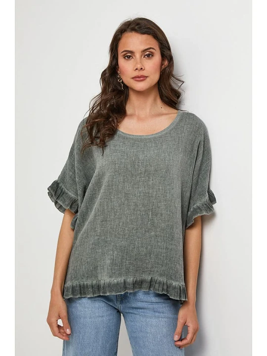 Zdjęcie produktu Lin Passion Bluzka w kolorze khaki rozmiar: 34/36