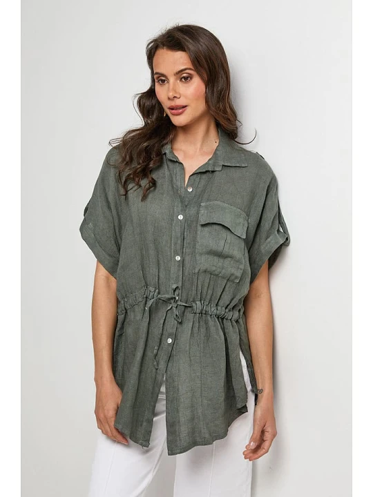 Zdjęcie produktu Lin Passion Lniana bluzka w kolorze khaki rozmiar: 34 / 36