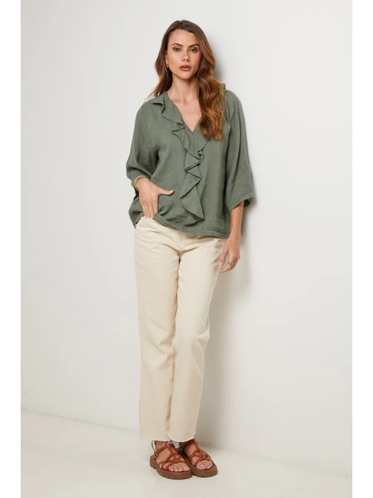 Zdjęcie produktu Lin Passion Lniana bluzka w kolorze khaki rozmiar: 36/38