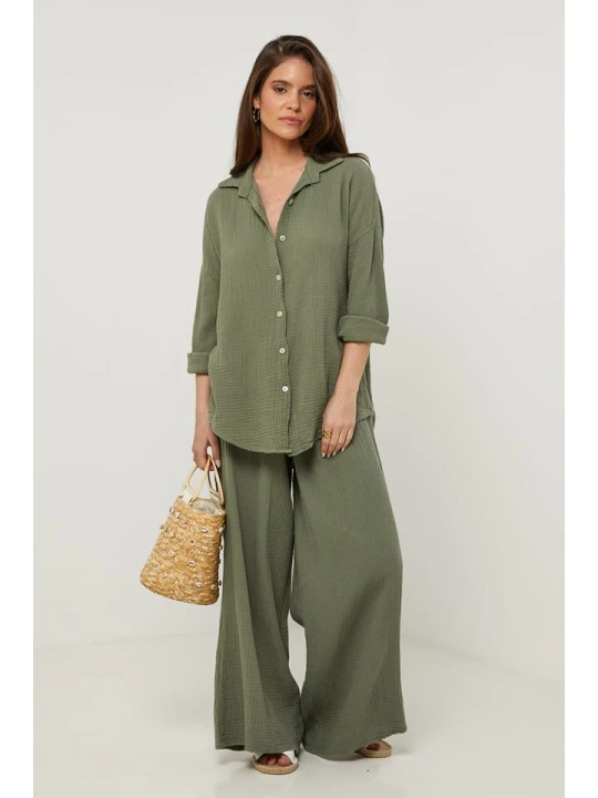 Zdjęcie produktu Lin Passion Lniana koszula w kolorze khaki rozmiar: 38 / 40