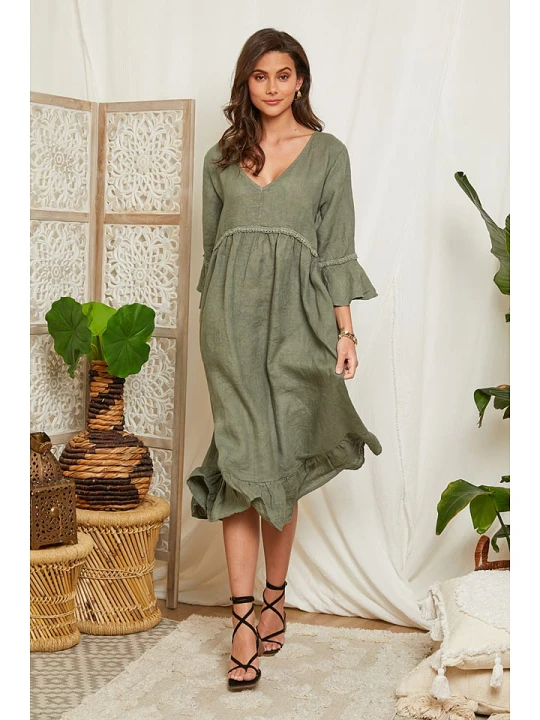 Zdjęcie produktu Lin Passion Lniana sukienka w kolorze khaki rozmiar: 34/36