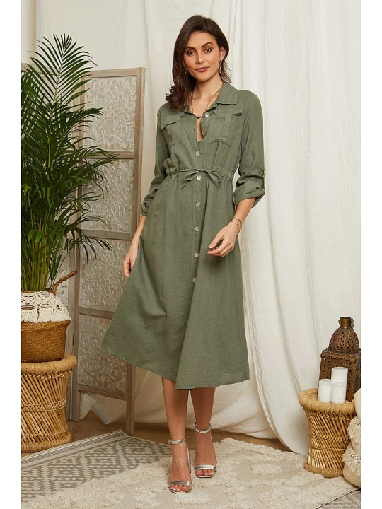 Zdjęcie produktu Lin Passion Lniana sukienka w kolorze khaki rozmiar: 36/38