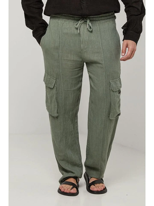 Zdjęcie produktu Lin Passion Lniane bojówki w kolorze khaki rozmiar: M/L