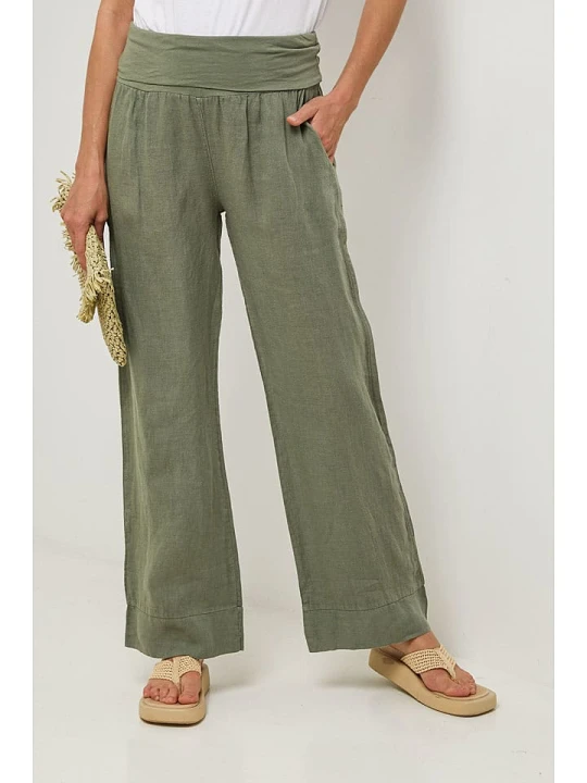 Zdjęcie produktu Lin Passion Lniane spodnie w kolorze khaki rozmiar: 40/42
