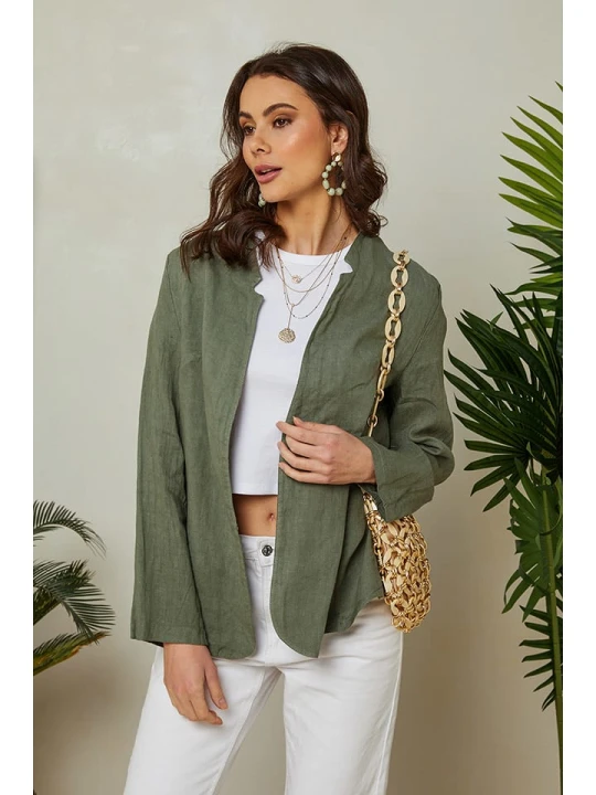 Zdjęcie produktu Lin Passion Lniany blezer w kolorze khaki rozmiar: 38 / 40