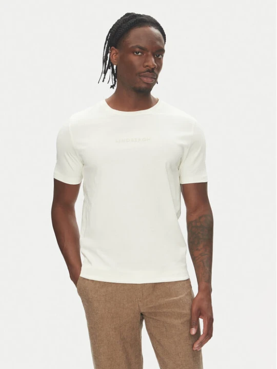 Zdjęcie produktu Lindbergh T-Shirt 30-400200 Écru Relaxed Fit Kremowy
