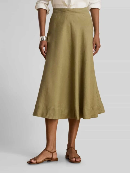 Zdjęcie produktu linia a spódnica midi z czystego lnu model 'BENICE' Lauren Ralph Lauren Khaki