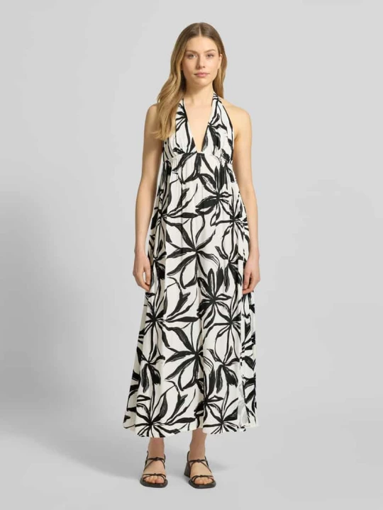 Zdjęcie produktu linia a sukienka plażowa z czystej wiskozy model 'ABSTRACT FLORAL DRESS' Marc O'Polo Czarny
