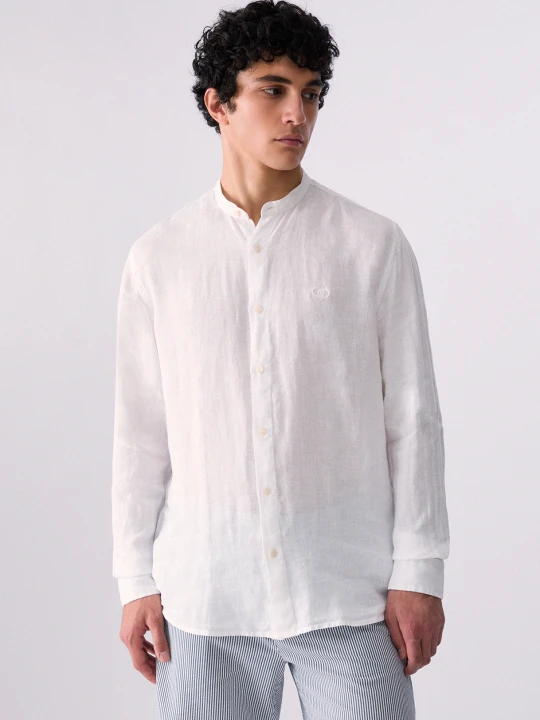 Zdjęcie produktu Liu Jo 100% Linen Mandarin-collar Shirt biały