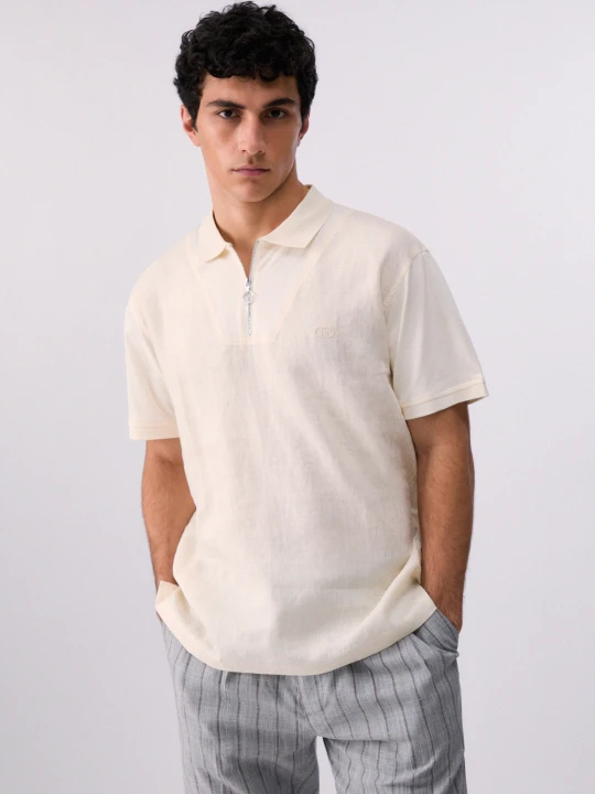 Zdjęcie produktu Liu Jo 100% Linen Polo-shirt Cream