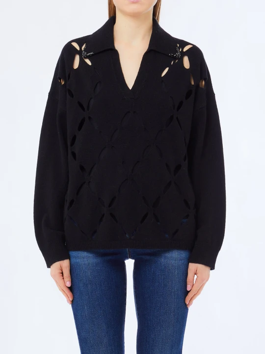Zdjęcie produktu Liu Jo 100% Wool Jumper With Bejewelled Embroidery czarny