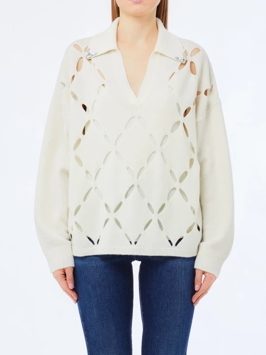 Zdjęcie produktu Liu Jo 100% Wool Jumper With Bejewelled Embroidery White Wool