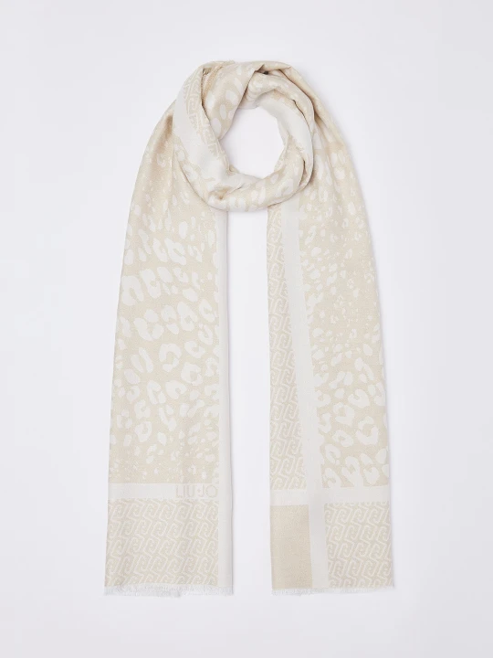 Zdjęcie produktu Liu Jo Animal Print Jacquard Stole With Logo Butter