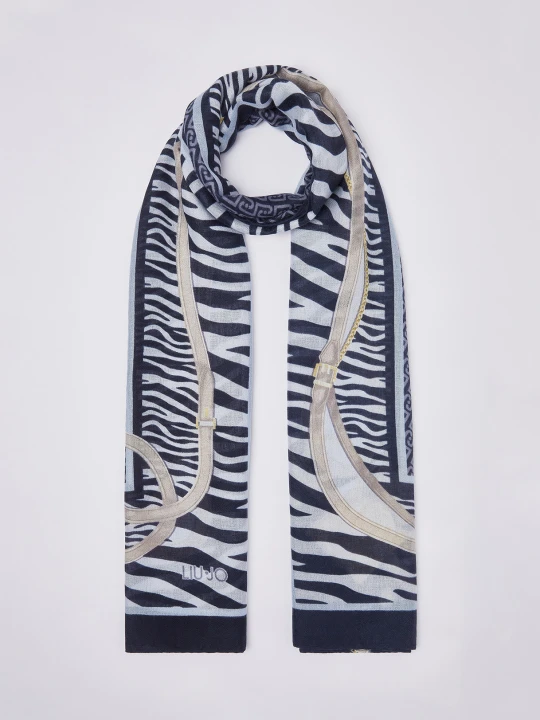 Zdjęcie produktu Liu Jo Animal Print Stole With Straps niebieski
